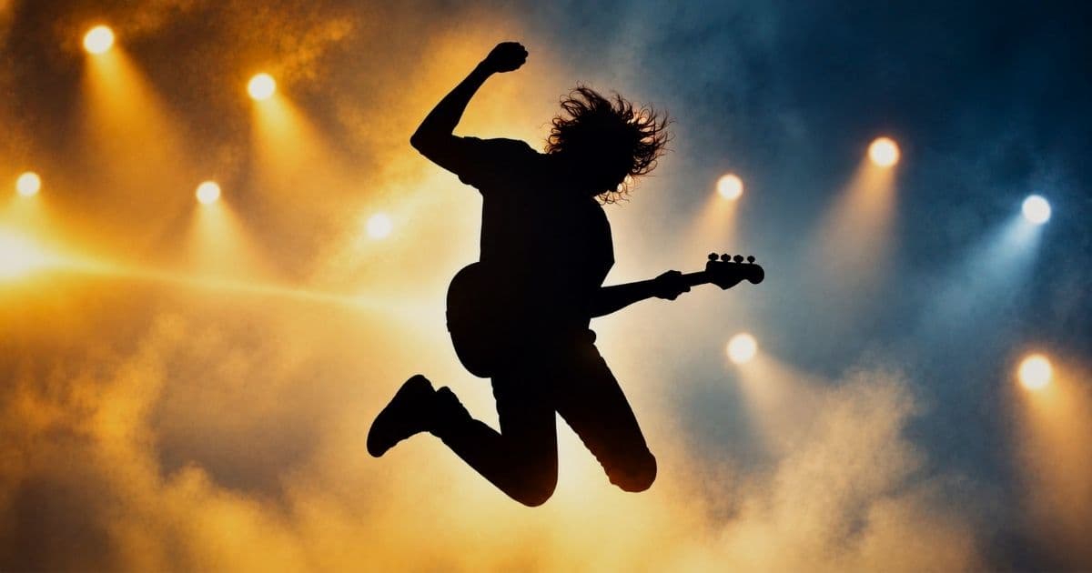 Silhouette of a musician playing guitar, representing how restaurant culture fit can include shared interests and connections between team members